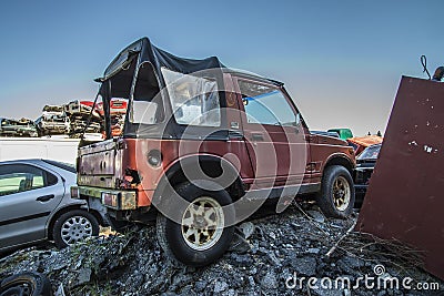 Wreck cars on a scrap yard