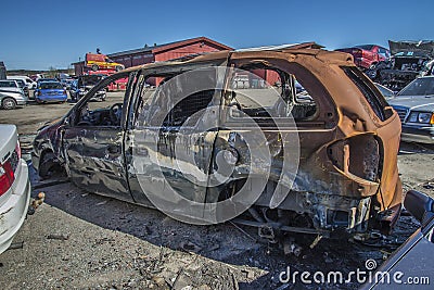 Wreck cars on a scrap yard