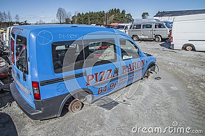 Wreck cars on a scrap yard