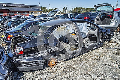 Wreck cars on a scrap yard