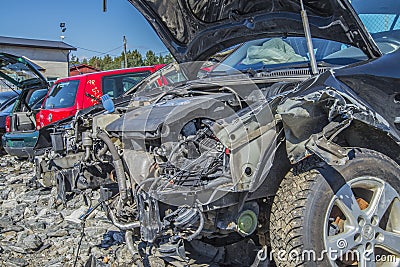Wreck cars on a scrap yard