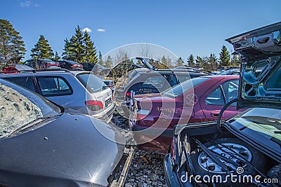 Wreck cars on a scrap yard