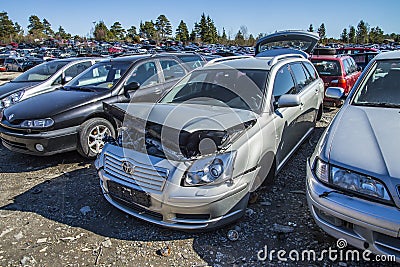 Wreck cars on a scrap yard