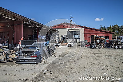 Wreck cars on a scrap yard