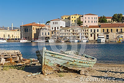 Wrecked wooden boat Chania