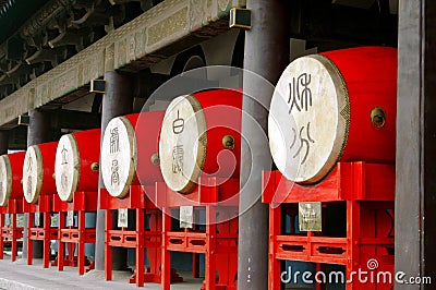 Xi an, China: Red Drums at Drum Tower