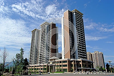 Yaan China-Tall modern multistory houses under the sun