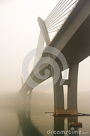 Yangtze River Bridge in Fog