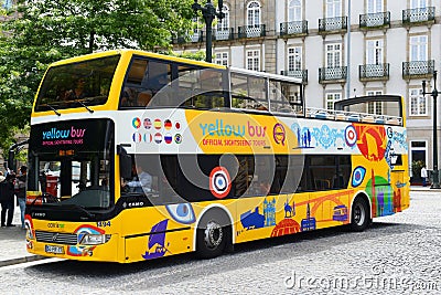 Yellow bus in Porto, Portugal