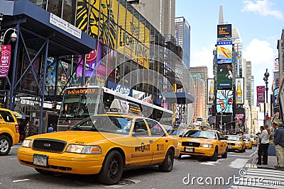 Yellow Cab in Times Square, New York City