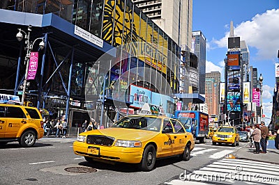 Yellow Cab in Times Square, New York City