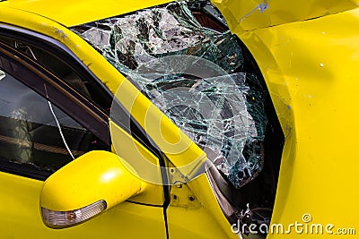 Yellow car glass damage