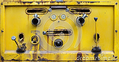 Yellow color old dirty of switch tool water pump on liquid tank