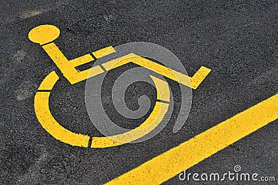 Yellow disabled people parking sign