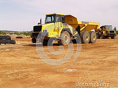 Yellow dump truck