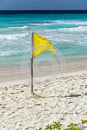 Yellow flag on a Barbados beach.