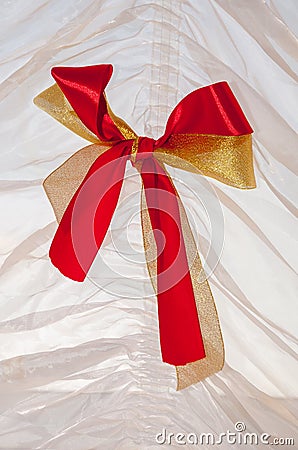 Yellow and red ribbons as a decorative ornament