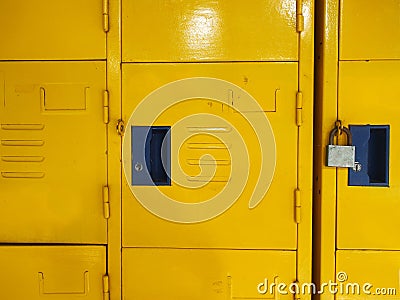 Yellow student lockers active usage