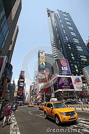 Yellow taxi in New York Times Square