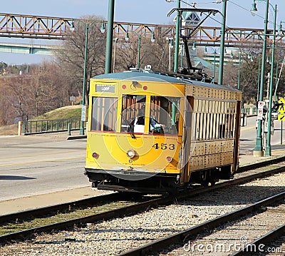 Yellow Trolley in Downtown Memphis, Tennessee