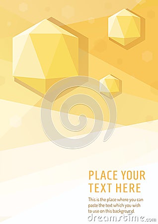 Yellow vector geometric graphic style background with hexagon diamonds