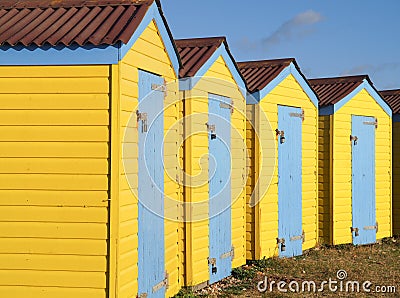 Yellow Wooden Beach Huts