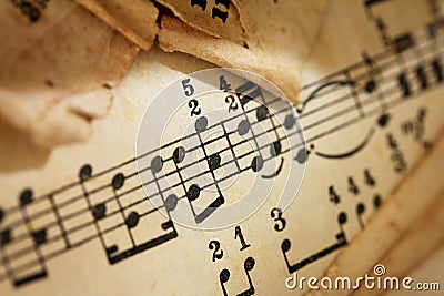 Yellowed sheet of music