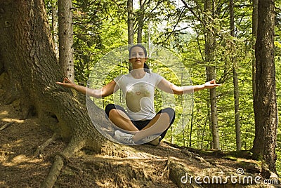 Yoga position in nature