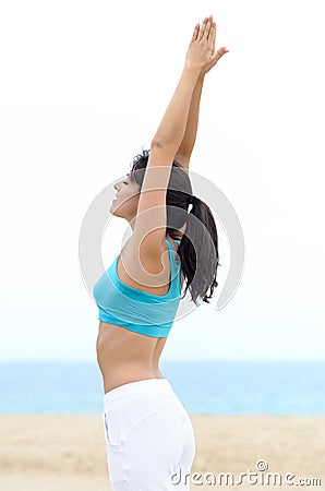 Yoga and relax woman on beach