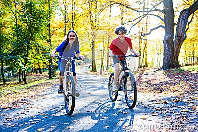 Young active people biking