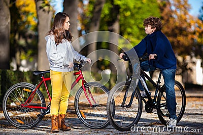 Young active people biking