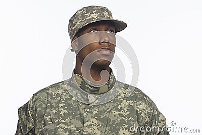 Young African-American military man, horizontal
