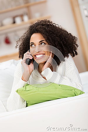Young African American woman chatting on a call