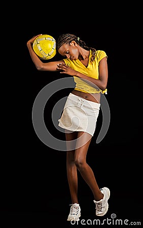 Young black female soccer player