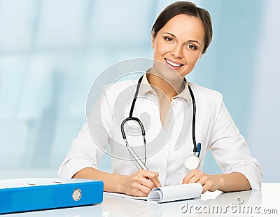 Young brunette doctor woman
