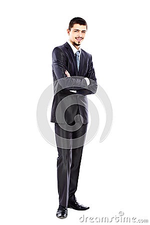 Young business man full body isolated on white