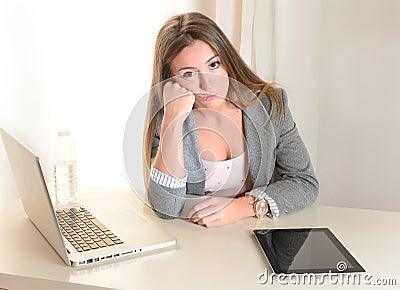 Young Business Woman boring at work