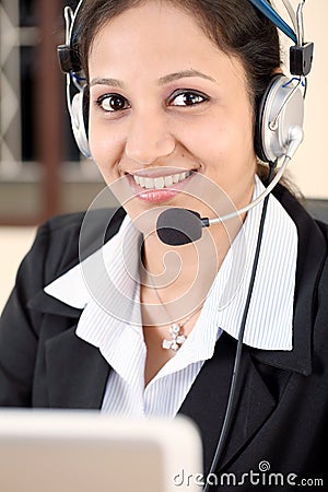 Young business woman with headset