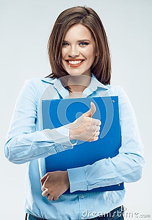Young business woman with paper folder