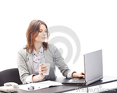A young businesswoman working on the laptop