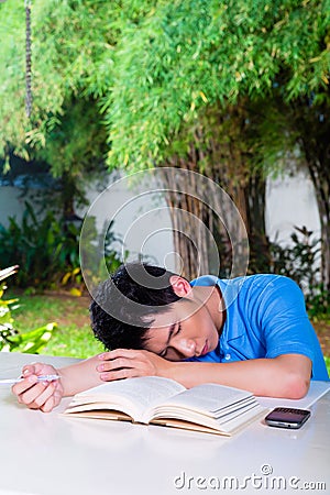 Young Chinese Boy with homework for school