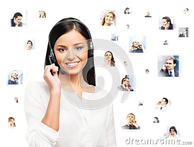 Young, confident and beautiful customer support operator isolate