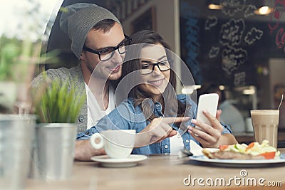 Young couple at cafe