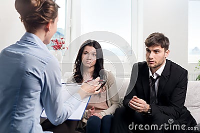 Young couple consults at the psychologist