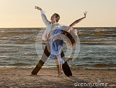 Young couple dancing tango