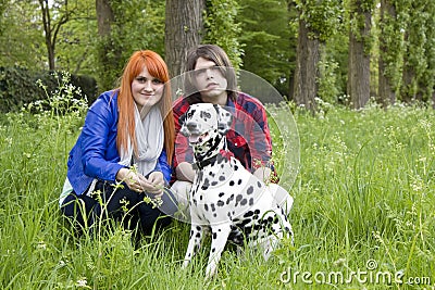 Young couple with a dog