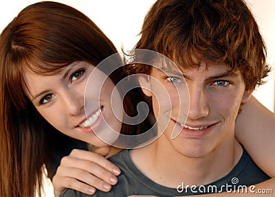 Young couple faces