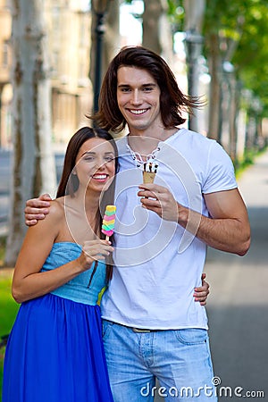Young couple with ice creams