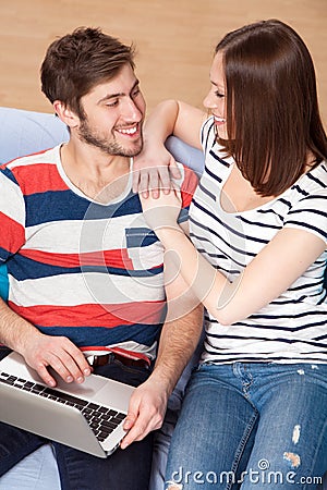 Young couple with a laptop