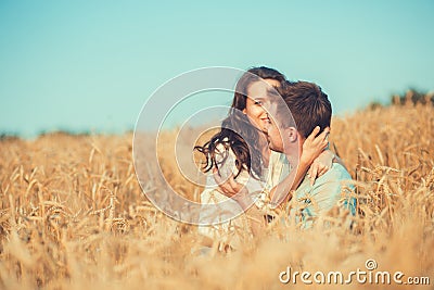 Young couple in love outdoor.Couple hugging.